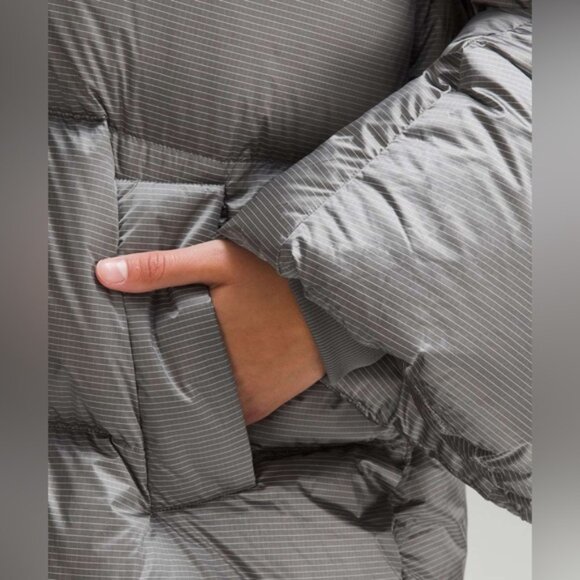 Lululemon Wunder Puff 600 downfill Long Waterproof light grey Puffer jacket Coat - Picture 4 of 13